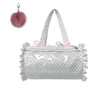 Generico Cute Lace Dot Bow Tie Shoulder Bag,Bowknot Ruffle Handbag with Transparent Window, Aesthetic Anime Underarm Satchel