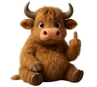 Generico Cute Middle Finger Plush Highland Cow, Middle Finger Plush Toy, Mini Middle Finger Animal Statue, Stress Relief Decor Gift, For Home Office Desk (Bull)
