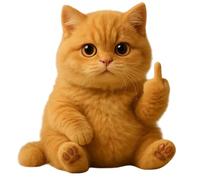 Generico Cute Middle Finger Plush Highland Cow, Middle Finger Plush Toy, Mini Middle Finger Animal Statue, Stress Relief Decor Gift, For Home Office Desk (Cat)