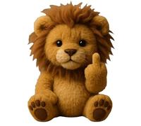 Generico Cute Middle Finger Plush Highland Cow, Middle Finger Plush Toy, Mini Middle Finger Animal Statue, Stress Relief Decor Gift, For Home Office Desk (Lion)