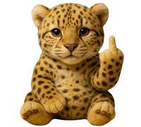 Generico Cute Middle Finger Plush Highland Cow, Middle Finger Plush Toy, Mini Middle Finger Animal Statue, Stress Relief Decor Gift, For Home Office Desk (Leopard)
