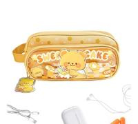 Generico Cute Pencil Case, Animal Pen Pouch, Adorable Case Bag Large Capacity 8.5 Inches, Compact Lightweight, Aesthetic Stationery Organizer for Children, Girls, Kids Teen, Yellow Brown
