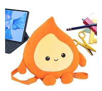 Generico Cute Plush Backpack With Flame Design, Fashion Handbag For, 12.6x11.81 Inches Stuffed Doll Bag With Adjustable Shoulder Straps, Perfect For Girls And Boys' Casual Use