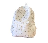 Generico Cute Preppy Backpack with Pendant Floral Printed Patchwork Backpacks Kawaii Laptop Backpack Nylon Rucksack (B)