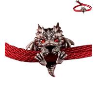 Generico Cute Silver Dragon Bracelet,Vintage Dragon Bracelet,Adjustable Silver dragon bracelet,Handcrafted Braided Dragons Rope Bracelets,Friendship bracelets,Cuff Bracelets (Red)