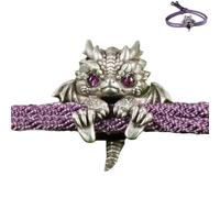 Generico Cute Silver Dragon Bracelet,Vintage Dragon Bracelet,Adjustable Silver dragon bracelet,Handcrafted Braided Dragons Rope Bracelets,Friendship bracelets,Cuff Bracelets (Purple)