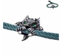 Generico Cute Silver Dragon Bracelet,Vintage Dragon Bracelet,Adjustable Silver dragon bracelet,Handcrafted Braided Dragons Rope Bracelets,Friendship bracelets,Cuff Bracelets (Green)
