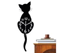 Generico Cute Wall Clock - Cat Design With Swing Tail Battery Operated | Wall Decor Clocks | For Dormitory Hotel Restaurant Businesses Rental Living Room Kitchen And Others