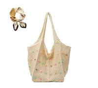 Generico Cute Woven Lightweight Handbag,Large Capacity Spring Summer Outdoor Underarm Bag,Trendy Travel Work Shoulder Bag for Women