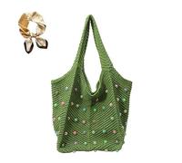 Generico Cute Woven Lightweight Handbag,Large Capacity Spring Summer Outdoor Underarm Bag,Trendy Travel Work Shoulder Bag for Women