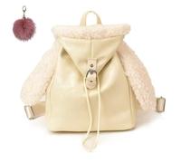 Generico Cutecore Bunny Ear Plush Backpack, Faux Plush Cute Rabbit Drawstring Backpack, Soft Casual Winter Shoulder Bag for Women