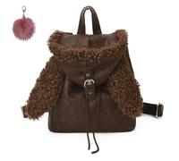 Generico Cutecore Bunny Ear Plush Backpack, Faux Plush Cute Rabbit Drawstring Backpack, Soft Casual Winter Shoulder Bag for Women