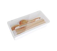 Generico Cutlery Organizer with Lid - Flatware Tray Drainer, Transparent Covered Silverware | Multi Compartment Kitchen Drawer for Knives Forks Spoons, Durable Food Safe Storage Container Home Hotel