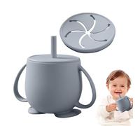 Generico da allenamento in silicone con cannuccia, tazze da allenamento per | con beccuccio per bambini per 6-12 A prova di perdite Senza BPA Facile da pulire Blu