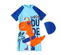 Generico da Bagno Dinosauro per Ragazzi con Cuffia Ideale per Spiaggia Surf Nuoto e Terme Primaverili estive Completo Dotato di Elastico in Vita (Blue, 4-5 Years)