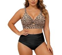 Generico da Bagno Due Pezzi per Taglie Forti con Top a Ferretto e Slip a Vita Alta