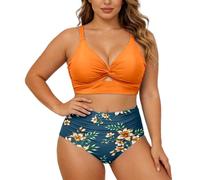 Generico da Bagno Due Pezzi per Taglie Forti con Top a Ferretto e Slip a Vita Alta