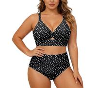 Generico da Bagno Due Pezzi per Taglie Forti con Top a Ferretto e Slip a Vita Alta