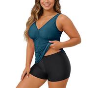 Generico da Bagno Tankini Due Pezzi Elegante con Scollo A V per Nuotare in Spiaggia E Piscina Costume Topo Donna Swimming Suit Women Reggiseno Sportivo Imbottito Fascia