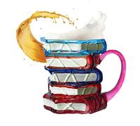 Genérico da caffè a forma di libro, con vetri di libri impilati, regali letterari divertenti per lettori, uomini, donne, familiari e