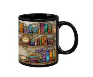 Generico Da Caffè - Bicchieri In Ceramica Resistente Al Calore | Libreria Colorata Design Scaffale Per Tè, Caffè, Latte, D'acqua | Regalo Per Gli Amanti Degli Animali, Scrittori