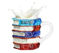 Generico da caffè con libro - Tazze a tema libro capitolo da 4,72x3,35 pollici, in vetro colorato 3D | Amanti delle tazze | vetrate colorate uniche a tema libri per donne uomini casa cucina uffici
