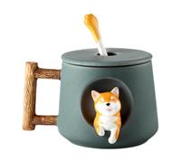 Generico Da Caffè - In Ceramica 13x9x8,5 Cm Con Coperchio Cucchiaio 420 Ml | Regalo Personalizzato Per Coppie Lui Lei | Tazzaa Per Amante Dei Cani Per Ufficio Domestico