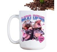 Generico da caffè in ceramica - da 11 once con stampa di animali con simpatico ippopotamo, tazze da tè ad alta resistenza al calore dal design innovativo ed elegante, contenitore per bevande smalta