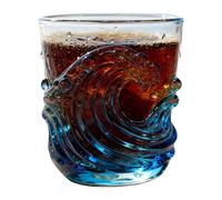 Generico da caffè in Waves - con texture stile spiaggia costiera in marino fatta a mano da 350 ml | artistica in vettro per tè, latte, succo, per donne, uomini, casa, ufficio
