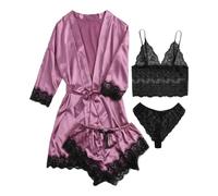 Generico da Donna a Pezzi con Pizzo Seducente e Trasparenza Set Comfortevole per la Notte Ideale in Autunno e Inverno per Relax Domestico
