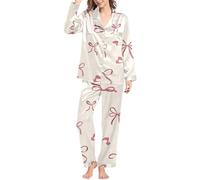 Generico da Donna con Pantaloni Lunghi e Scollo a V Set da Notte e Comfortevole per Il Riposo Ideale per Il Tempo Libero e la Casa