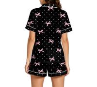 Generico da Donna Set Due Pezzi con Fantasia Graziosa e Traspirante per Relax Serale Weekend e Tempo Libero Ideale per Ogni Stagione (Black-19, M)