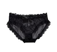 Generico da Donna Sexy con Mutandine di Pizzo con Slip di Lingerie di Mezzanotte con Fiocco Carino (Black, L)
