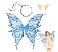 Generico Da Fata Per Bambine, Completo Costume da Angelo con Diadema Floreale, Bacchetta e Orecchie, Vestito Per Feste Compleanni Carnevale Spettacoli