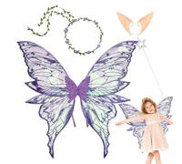 Generico Da Fata Per Bambine,Costume Travestimento Da Angelo Con Bacchetta E Orecchini - Accessori Costume Per Recitazione Ruoli Giochi Feste Compleanno