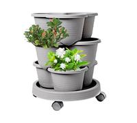 Generico da giardino verticale a 4 livelli, impilabile, con 16 piante, per erbe, fragole e cibo, con foro di supporto centrale, per giardinaggio interno ed esterno