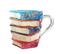 Generico Da Libro Dipinta - Da Caffè Letteraria 3D Da 300 Ml, Design A Pila Di Libri, Bicchieri Da Tè, Tema Di Lettura Artistica, Accessorio PerTazza Per Lettori, Scrittori, Insegnanti, Studenti,