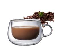 Generico da tè in doppio - da caffè isolata, Ţazza per bicchieri antiscottatura, Set di bicchieri per bevande trasparenti resistenti al calore, Collezione di tazze trasparenti ṕer cappuccino