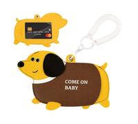 Generico Dachshund Card Holder Pendant - Leather Hardware PP Material 14.8x8.7cm ID Badge Case With Phone Coil - Cute Hanging Card Wallet - For Students Commuters Access Cards And Daily Organization