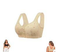 Generico Daisy Bras for Older Women, Posy Bra, Bras for Women No Underwire Front Closure, Stretchy Breathable, Zen Chic (Beige,44)
