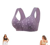 Generico Daisy Bras for Older Women, Posy Bra, Bras for Women No Underwire Front Closure, Stretchy Breathable, Zen Chic (Purple,40)