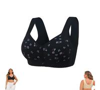 Generico Daisy Bras for Older Women, Posy Bra, Bras for Women No Underwire Front Closure, Stretchy Breathable, Zen Chic (Black,36)