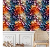 Generico Dalia Colorata Carta da Parati Rimovibile Autoadesiva Pianta Petali Impermeabile Ispessita Opaco Pellicola Adesivo Mobilia Decorativo Rullo Sticker per Cucina Camera da Letto Bagno 0.52x5 m