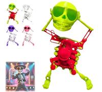 Generico Dancing Skeleton Toy, 3D Swinging Skeleton Wind up Toy, Fun Halloween Desktop Dancing Skeletons Ornaments (Red)