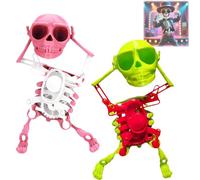 Generico Dancing Skeleton Toy, 3D Swinging Skeleton Wind up Toy, Fun Halloween Desktop Dancing Skeletons Ornaments (2pcs-1)