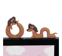 Generico Dashboard Decor - Epoxy 2 Piece | Mini Dachshund Figurines Car Dashboard Ornaments Set | Cute Dog Statue Desk Shelf Office Computer Monitor Home Interior Decoration Party Favor Use