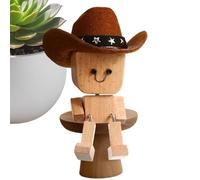 Generico Dashboard Doll Decoration - Twelve Magnetic Expressions, Changeable Face Moods, Brown Western Hat Ornament, Spring Action Wobbling Statue | Table Cabinet Display, Great for Shelf Nightstand