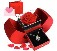 Generico Daughter’s Lucky Clover Necklace Keepsake Gift Set, S925 Sterling Silver Necklace, Foldable 4 Leaf Clover Pendant with Heart Gift Box, for Granddaughter/Sister/Daughter-in-Law/Mom (Rose)