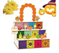 Generico Day Of The Dead Altar Kit 3 Tier Wooden Decor Display Stand | Festive De Tabletop Decoration For Displays Home Desk Party And Memorial Decor