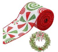 Generico De Noël pour Arbre - Filaire Large 5 Yards En Toile De Jute avec Motif Bonbons | Décoratif pour Couronnes, Emballage De Cadeaux, Bricolage, Décoration intérieure Et Festive De Noël